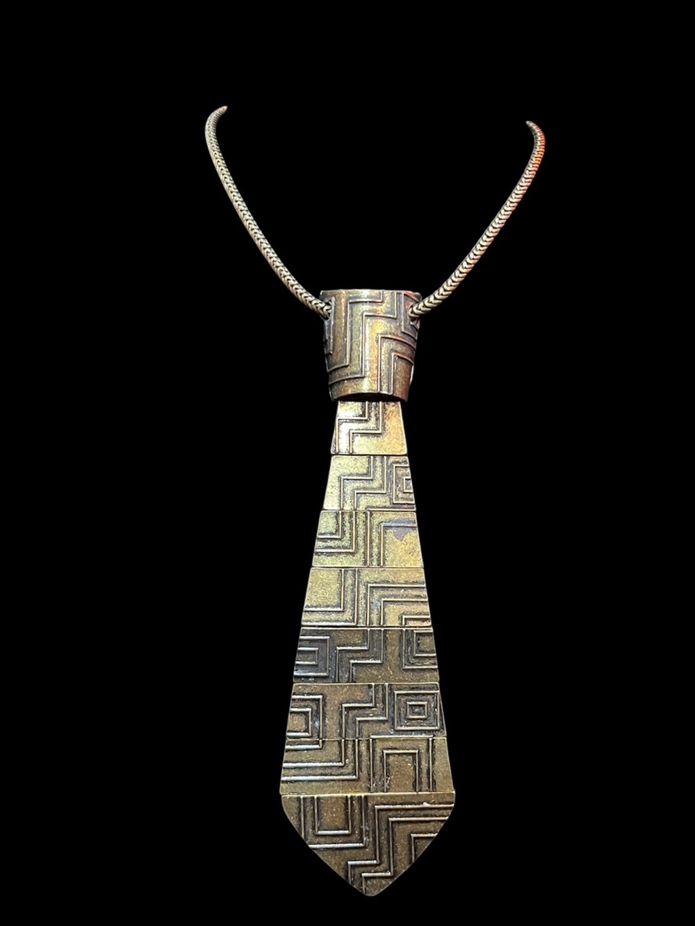 Geometric Brass Tone Metal Tie